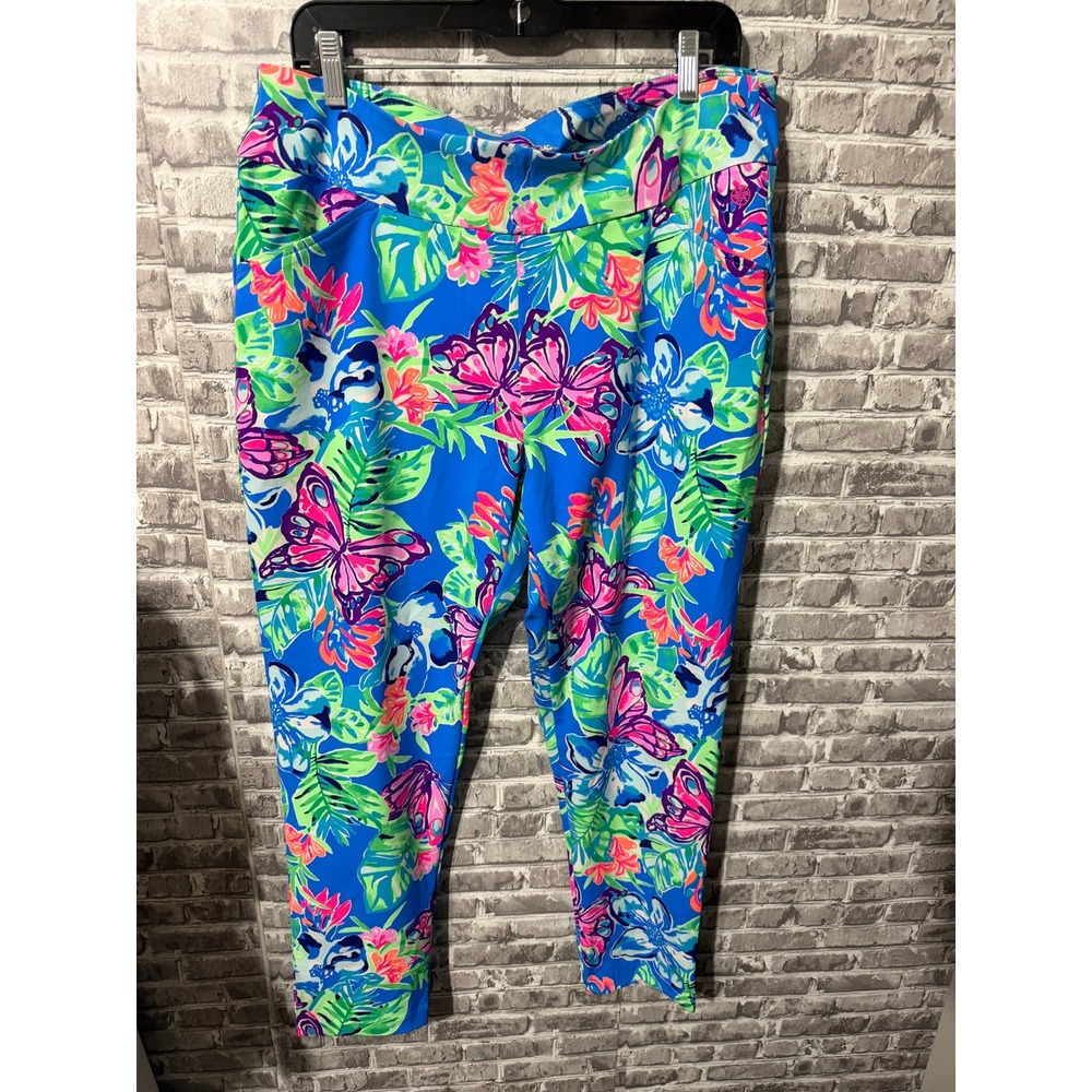Lilly Pulitzer Corso Golf Pant UPF 50+ Isle Be Back Blue Floral Butterfly 16